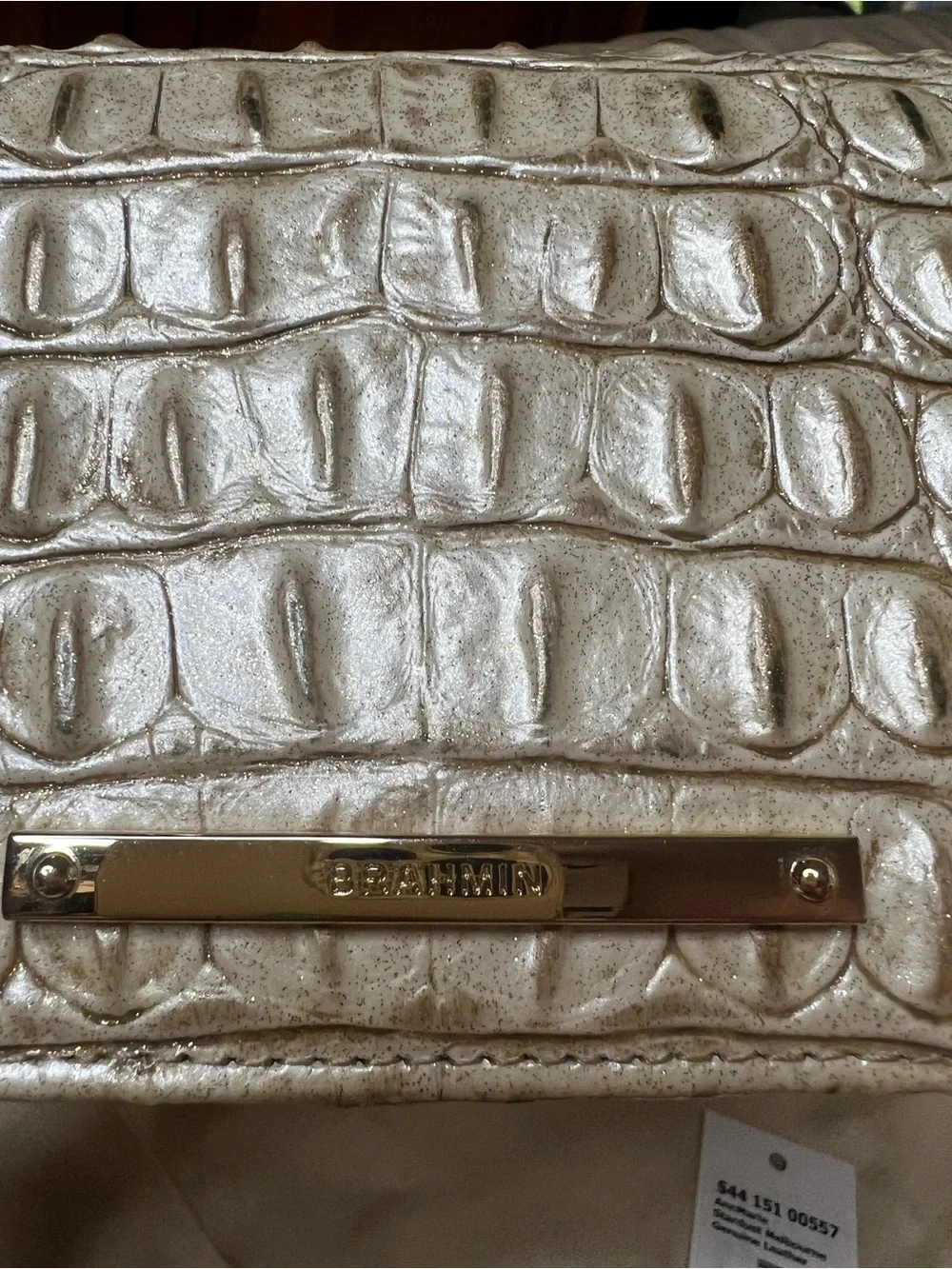 Brahmin AnnMarie Stardust Metallic CrocEmbossed Convertible Travel Wallet Clutch - Picture 4 of 10